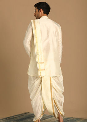 Traditional South White Dhoti Set image number 2